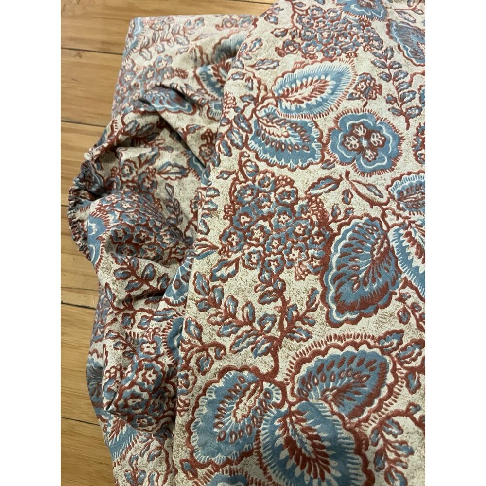 Ralph Lauren 90s Aix-En-Provence Tan Red Blue Floral Twin FITTED Sheet USA